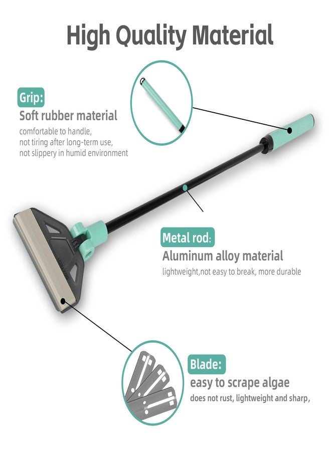UPETTOOLS Algae Scraper for Glass Aquariums, 2 in 1 Adjustable Algae Scraper with 5 Stainless Steel Blades and Cleaning Brush, Aquarium Glass Cleaning Tools for Small Fish Tank - Image 5
