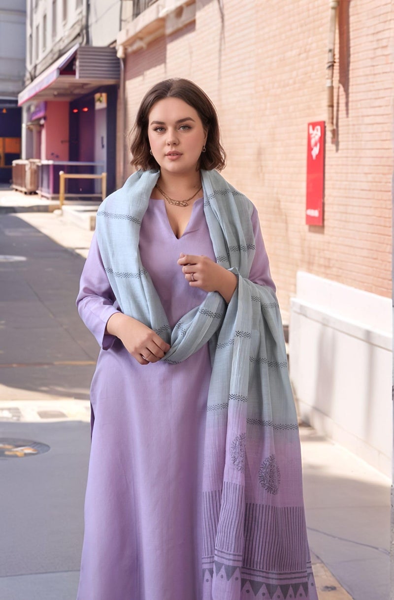 GoSriKi قميص نسائي من رايون فسكوز صلب مستقيم مع بنطلون ودوبيتا (باراديس بنفسجي-GS_L_Purple_Large) - Image 5