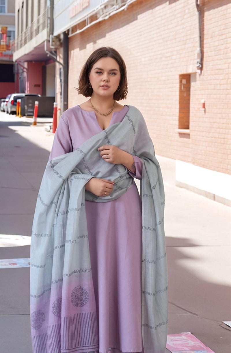 GoSriKi قميص نسائي من رايون فسكوز صلب مستقيم مع بنطلون ودوبيتا (باراديس بنفسجي-GS_L_Purple_Large) - Image 2
