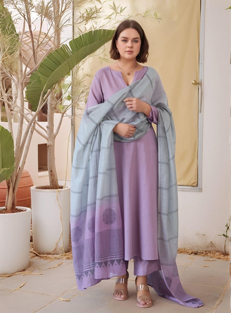 GoSriKi قميص نسائي من رايون فسكوز صلب مستقيم مع بنطلون ودوبيتا (باراديس بنفسجي-GS_L_Purple_Large) - Image 4