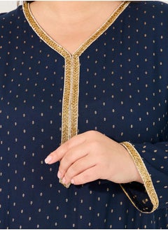 Styli Plus Size Embroidered V-Neck A-Line Jalabyia  - Image 4