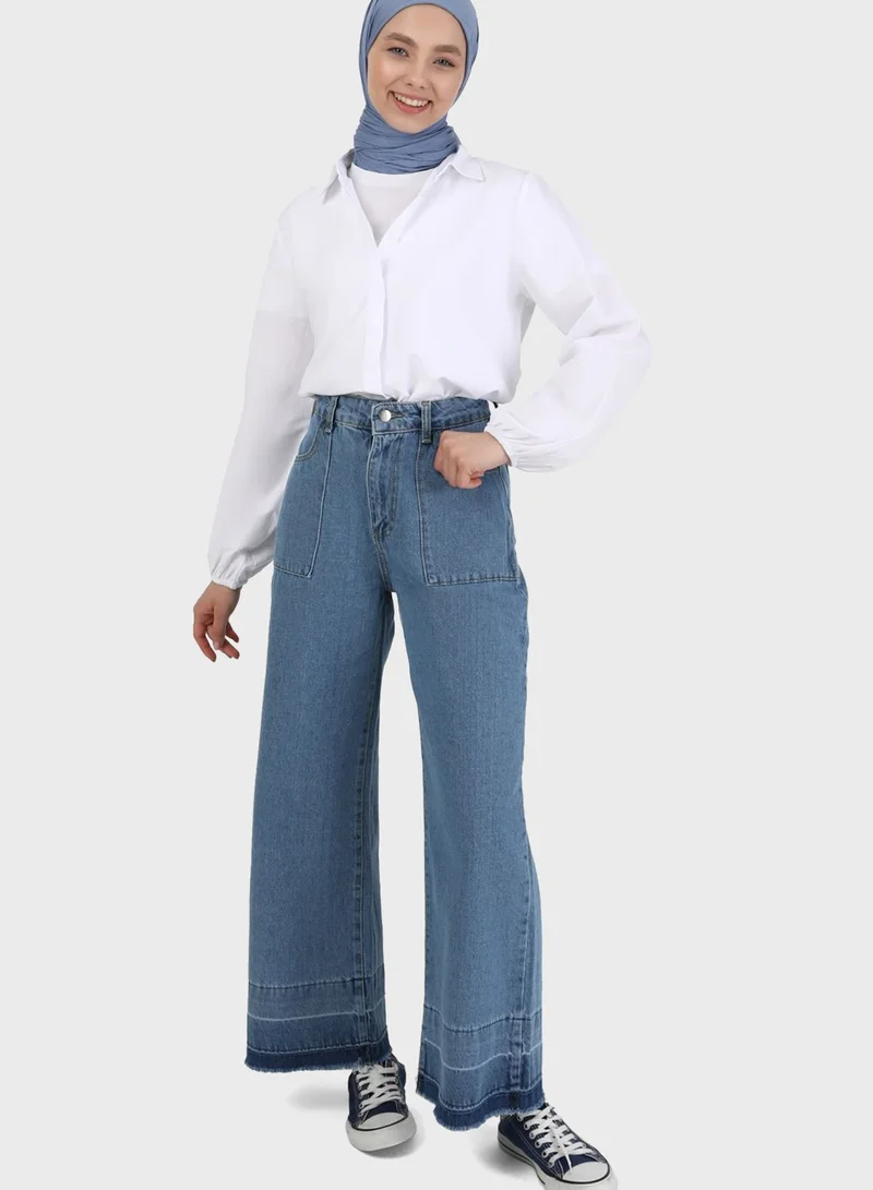 Benin by modanisa Flared Denim Pants
