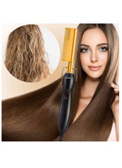 Y&D Hot Comb Hair Straightener 2 in 1 Ceramic Security Portable Curling Iron Heated Brush For Wet & Dry Wigs Women Men  - Image 5