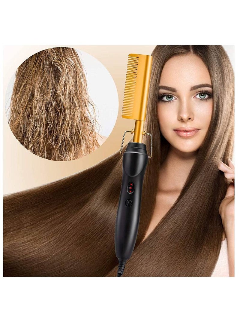 Y&D Hot Comb Hair Straightener 2 in 1 Ceramic Security Portable Curling Iron Heated Brush For Wet & Dry Wigs Women Men  - Image 5