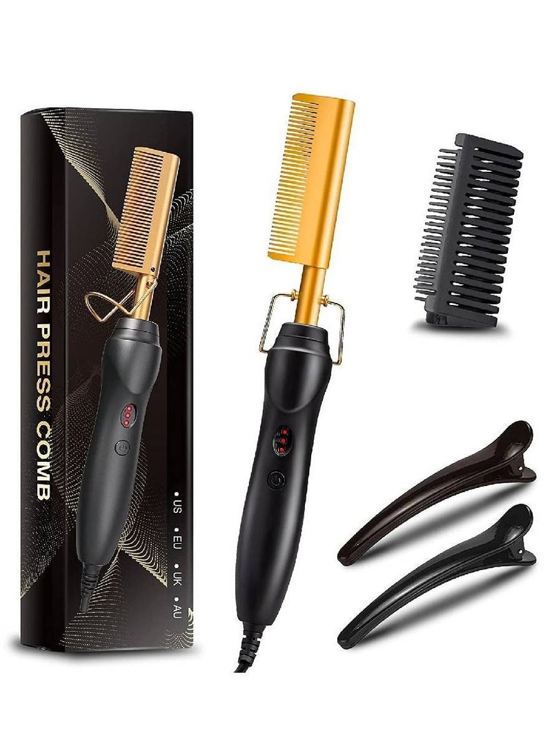 Y&D Hot Comb Hair Straightener 2 in 1 Ceramic Security Portable Curling Iron Heated Brush For Wet & Dry Wigs Women Men  - Image 1
