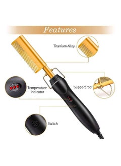 Y&D Hot Comb Hair Straightener 2 in 1 Ceramic Security Portable Curling Iron Heated Brush For Wet & Dry Wigs Women Men  - Image 2