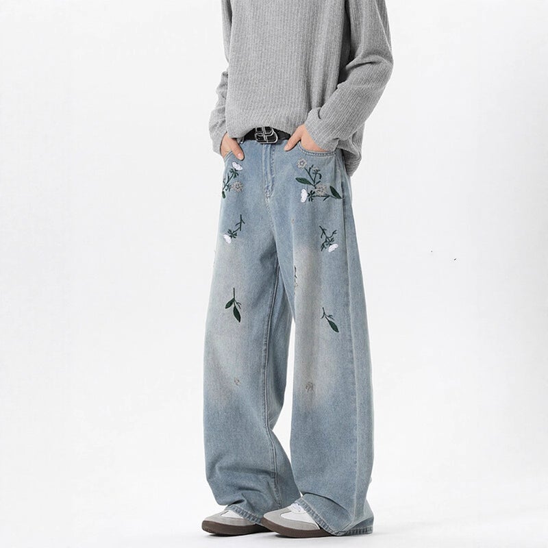 Unisex Classic Denim Jeans Loose Fit Daily Outdoor Wear - Image 1