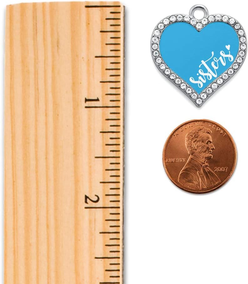 Inspired Silver - Sisters - Blue - Silver Christmas Ornament - Open Heart Charm Christmas Tree Ornament with Cubic Zirconia - Holiday Hanging Decoration - Image 1