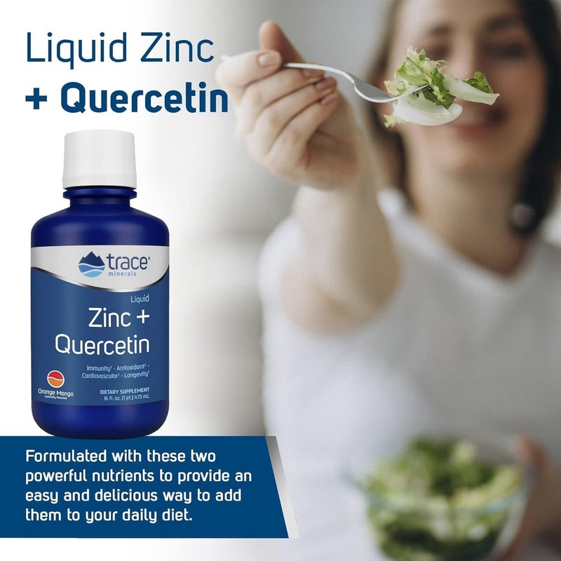 Trace Minerals Liquid Zinc Plus Quercetin  Digestive  Immune Health Supplement  Mineral Supplement with Zinc  Quercetin  Antioxidant  Heart Health Support  Orange Mango 16 fl oz 32 Servings - Image 5