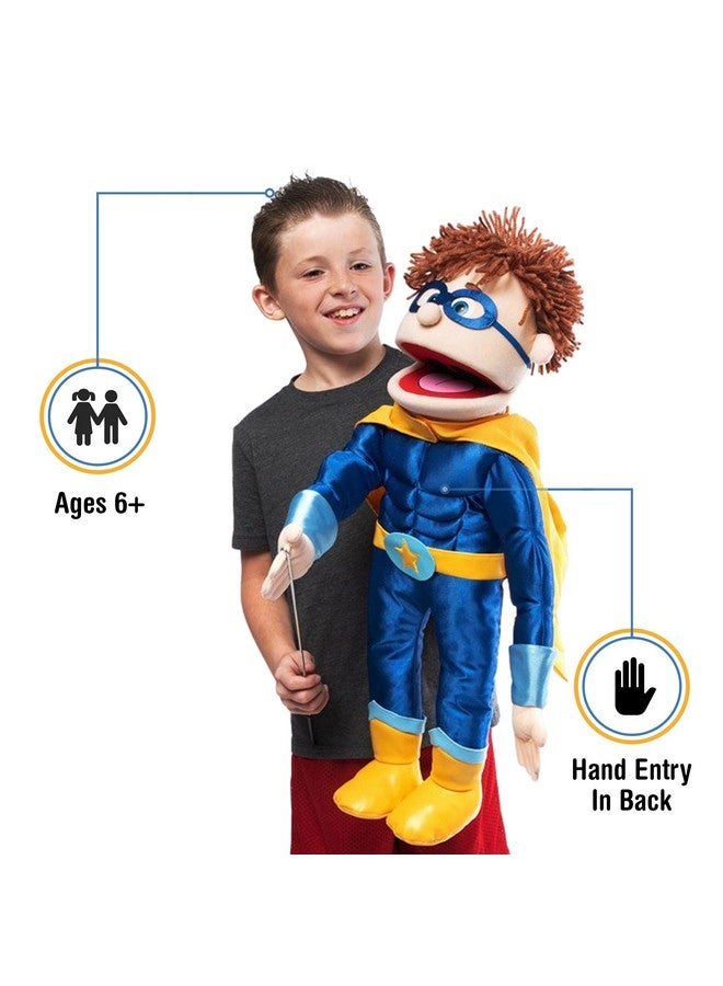 Silly Puppets دمية بطل خارق 25" ، ولد الخوخ ، كاملة الجسم ، بأسلوب المتحدث بالنيابة - Image 2