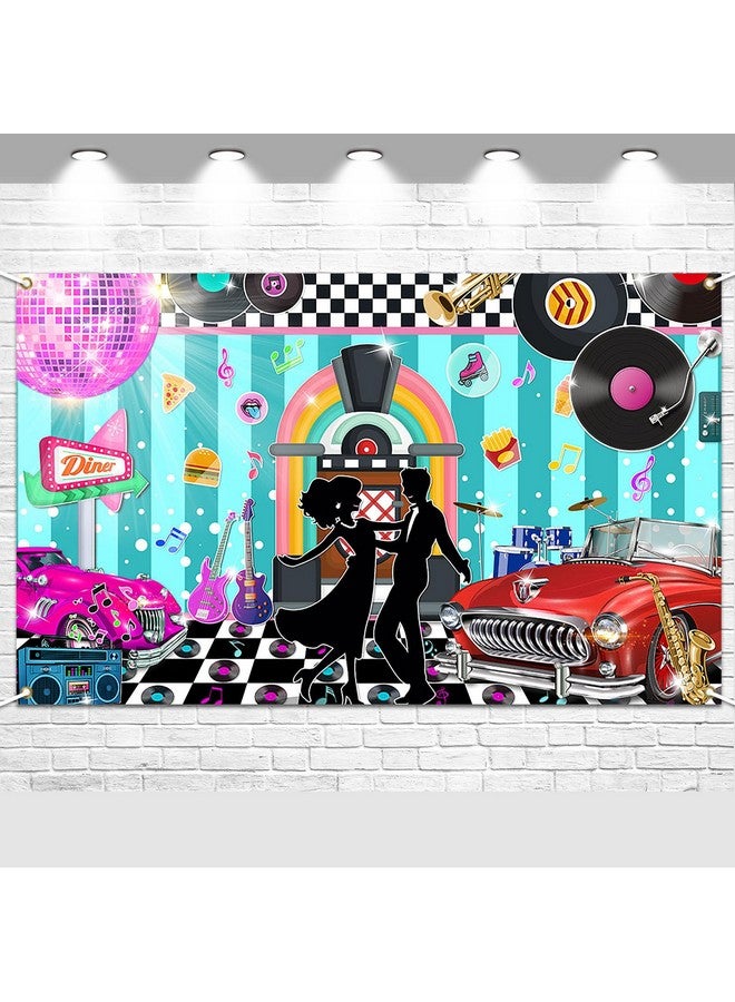 Avezano Back To 50S Backdrop 50S Sock Hop Party Decorations Retro Diner Time Rock Roll 50S Soda Shop Photo Backdrop Classic 1950S Party Banner 70.8X43.3 Inch  - Image 1