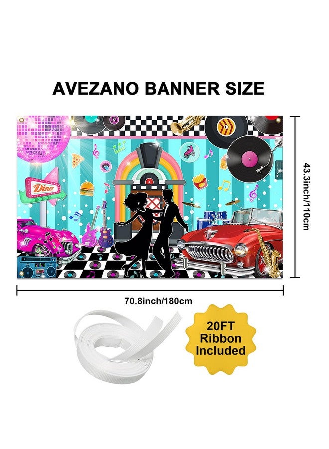 Avezano Back To 50S Backdrop 50S Sock Hop Party Decorations Retro Diner Time Rock Roll 50S Soda Shop Photo Backdrop Classic 1950S Party Banner 70.8X43.3 Inch  - Image 2