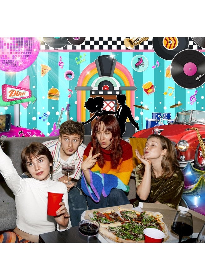 Avezano Back To 50S Backdrop 50S Sock Hop Party Decorations Retro Diner Time Rock Roll 50S Soda Shop Photo Backdrop Classic 1950S Party Banner 70.8X43.3 Inch  - Image 5