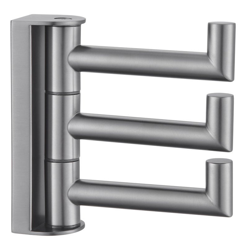 Angle Simple 3 Arms Towel Hook for Bathroom, SUS304 Stainless Steel Swivel Robe Coat Hook Wall Mounted, Foldable Towel Holder, Gunmetal Gray - Image 1