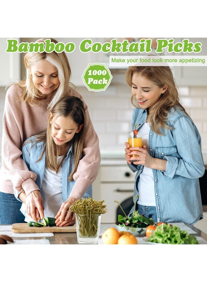 Potchen Potchen 1000 Pcs Bamboo Cocktail Picks 4.7 Inch Bamboo Skewers Toothpicks for Appetizers Food Picks Cocktail Sticks with Looped Knot for Barbecue Snacks Events Party  - Image 2
