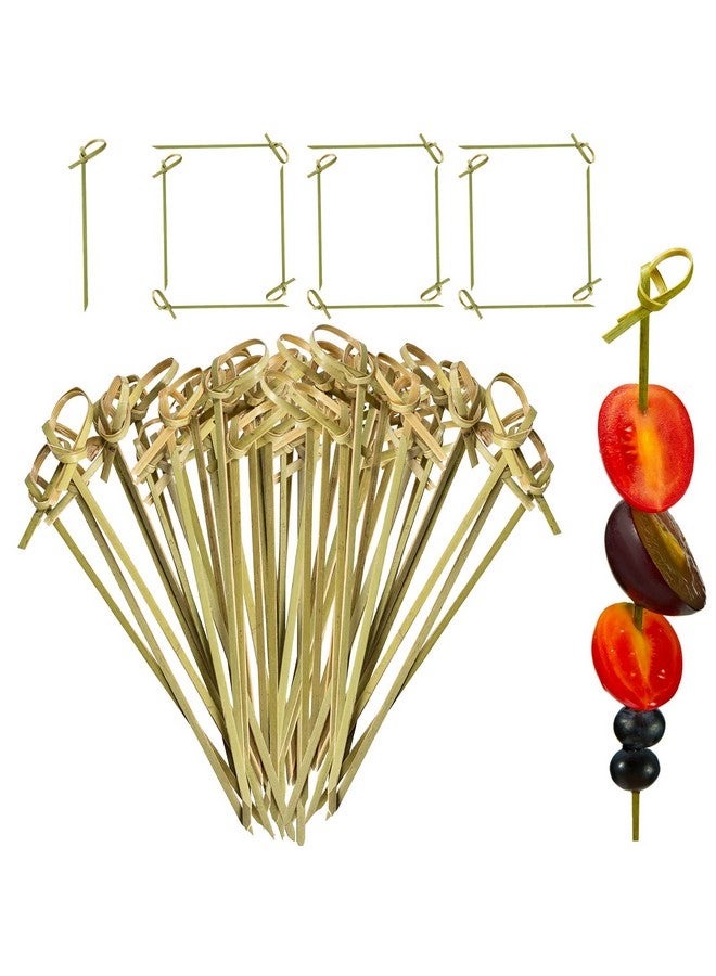 Potchen Potchen 1000 Pcs Bamboo Cocktail Picks 4.7 Inch Bamboo Skewers Toothpicks for Appetizers Food Picks Cocktail Sticks with Looped Knot for Barbecue Snacks Events Party  - Image 1
