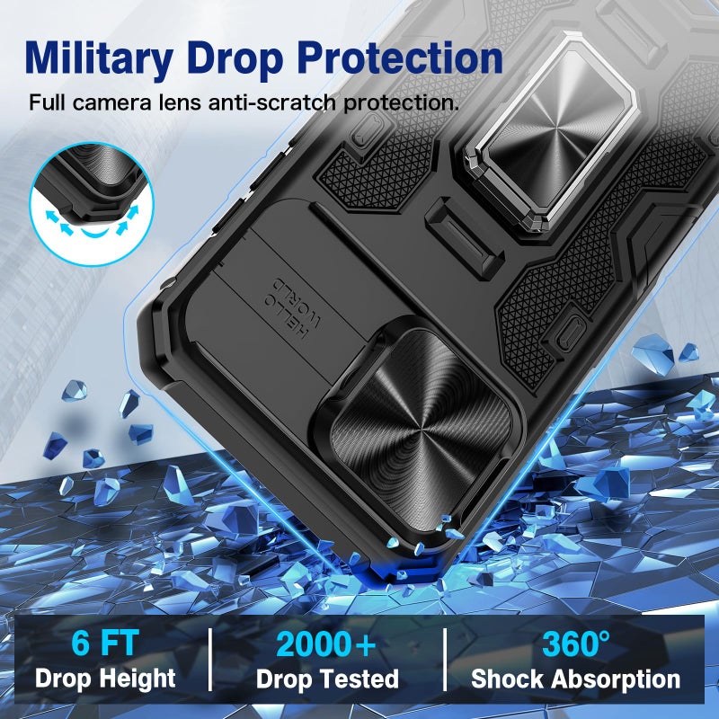 VEGO for iPhone 16 Pro Max Case, with Belt Clip Holster & Slide Camera Lens Protector & 360Â°Rotatable Ring Kickstand Military Grade Heavy Duty Protection Cover for 16 ProMax 5G 6.9 Inch - Black - Image 5