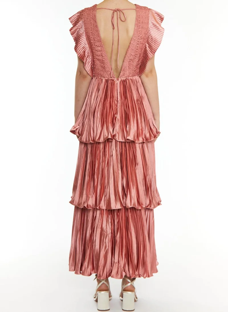 ترو ديكادينس Beatrice Dusty Peach Pleated Tiered Dress
