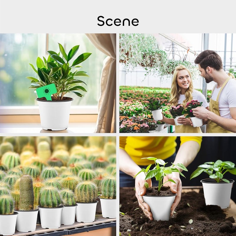 GROWNEER 60 Pack 4 Inch Thick Plastic Nursery Pots with 15 Plant Labels, White Seedling Starter Set for Indoor Outdoor Flower Planting and Garden Transplants Planter - Image 5