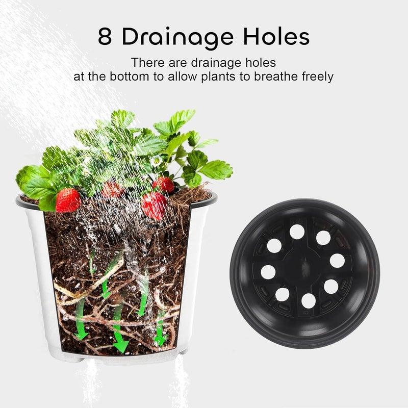 GROWNEER 60 Pack 4 Inch Thick Plastic Nursery Pots with 15 Plant Labels, White Seedling Starter Set for Indoor Outdoor Flower Planting and Garden Transplants Planter - Image 4