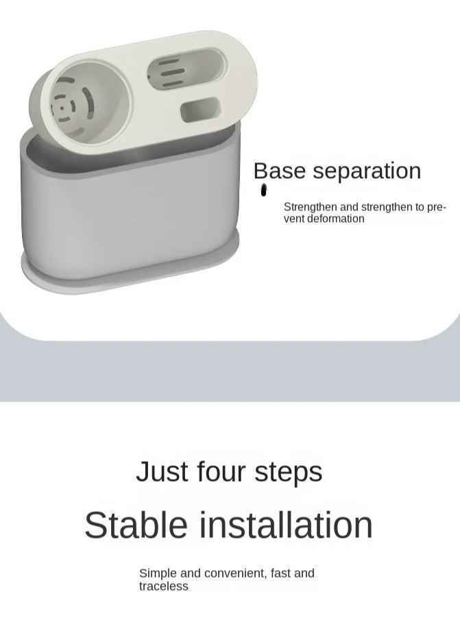 Silicone Toilet Brush with Holder,  Multi-functional Three Piece Cleaning Tools with Bracket Home Bathroom Accessories Sets Cleaning Brush,Floor Standing & Wall Mounted,  Without Drilling - Image 3