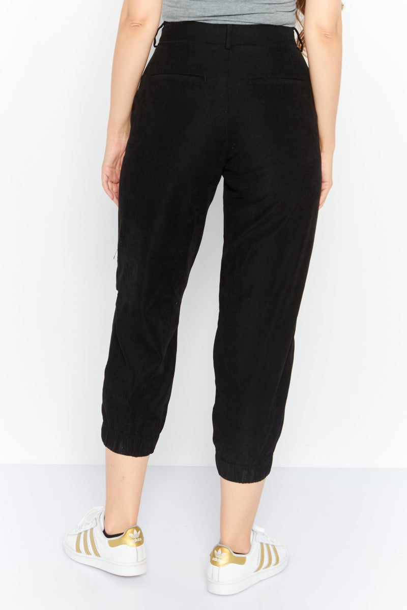 ONLY Women Straight Leg Solid Plain Jogger Pants, Black  - Image 4