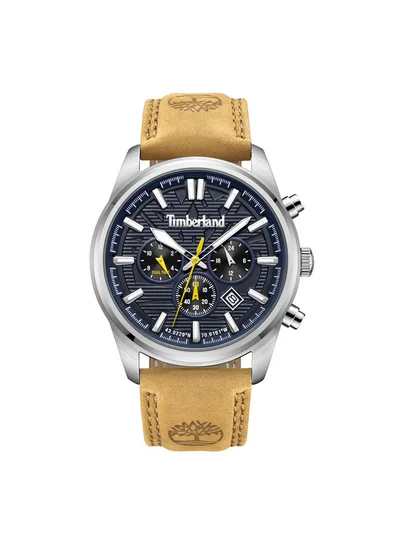 Timberland Men's Northbridge 45 mm Men's Multifunction Watch Navy  Dial  & Brown Leather Strap