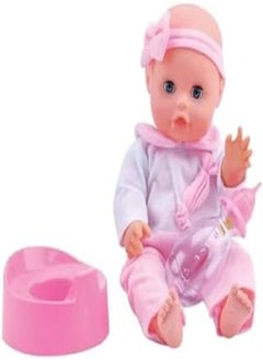 Bambolina BAMBOLINA 30CM SOFT DOLL WITH BOTTLE & TOWEL ON PLATFORM 