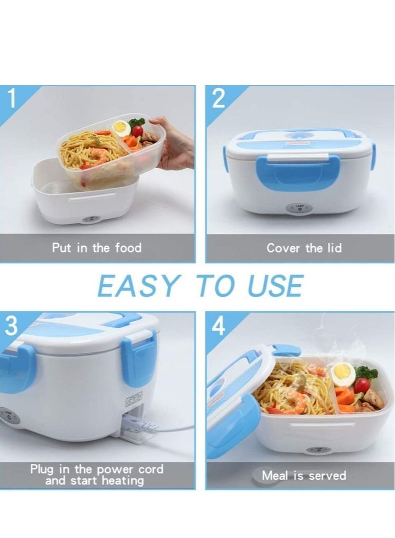ELTRAZONE Electric Lunch Box 2 in 1, Portable Food Warmer Heating,Food-Grade Container, 12V 110V 40W Adapter, Car Truck Home Work Use, Spoon and 2 Compartments Included  - Image 4