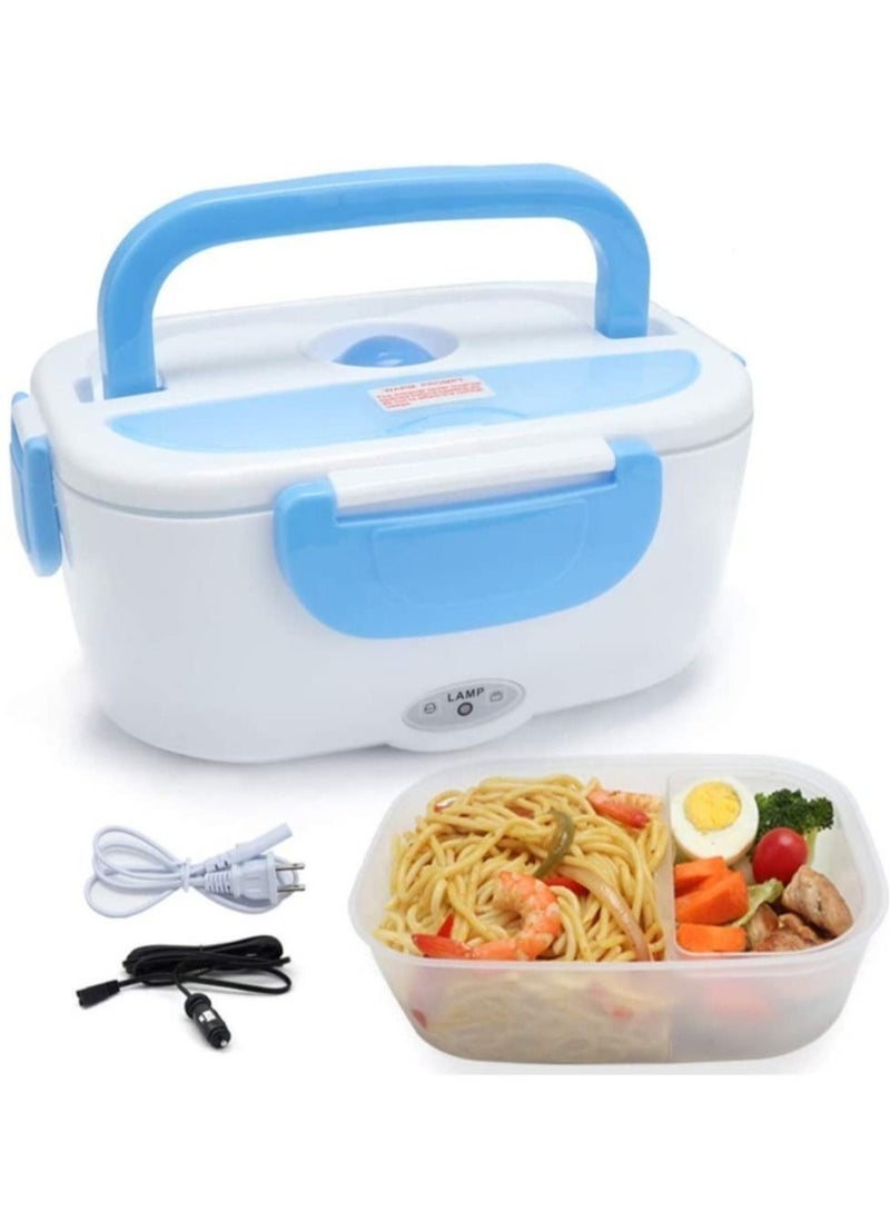 ELTRAZONE Electric Lunch Box 2 in 1, Portable Food Warmer Heating,Food-Grade Container, 12V 110V 40W Adapter, Car Truck Home Work Use, Spoon and 2 Compartments Included  - Image 1