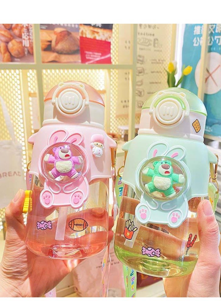 زجاجة مياه للاطفال مع ماصة وحزام فوهة - Image 5