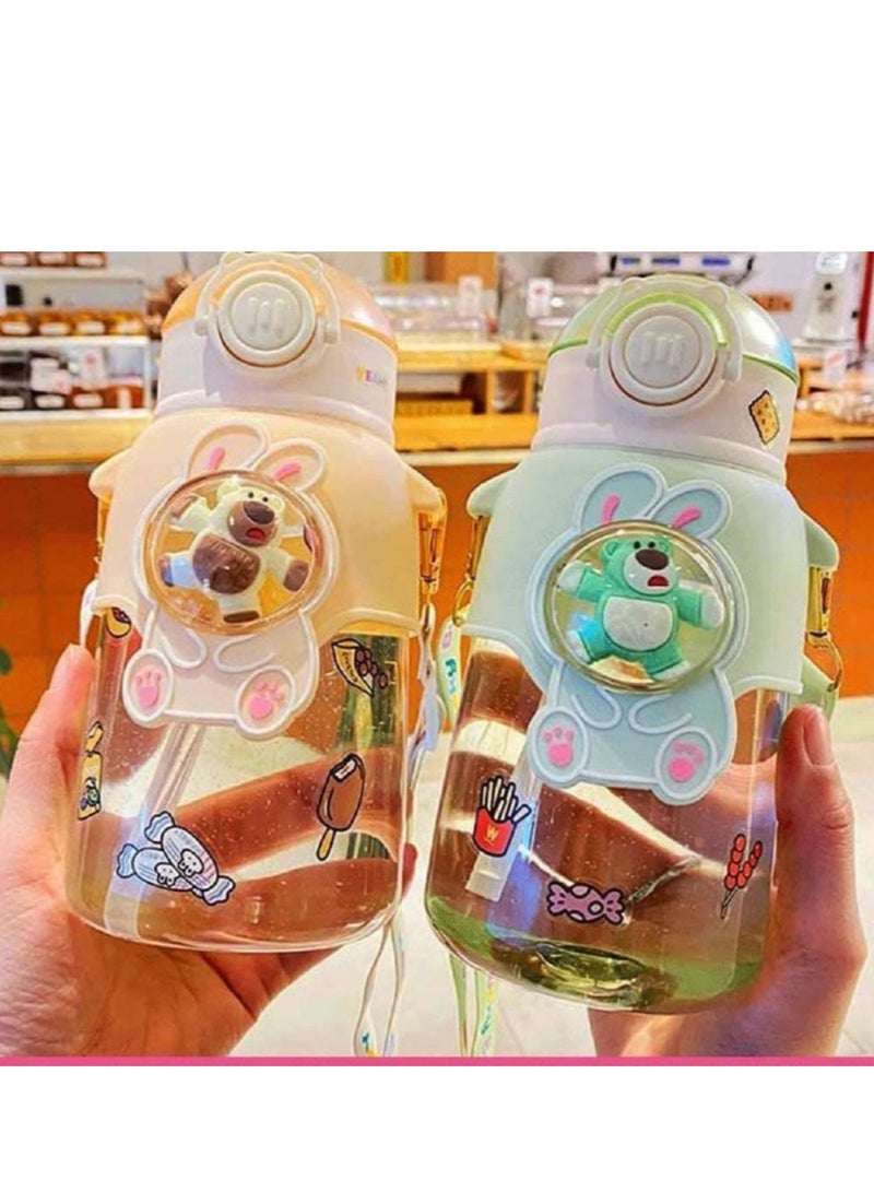 زجاجة مياه للاطفال مع ماصة وحزام فوهة - Image 3