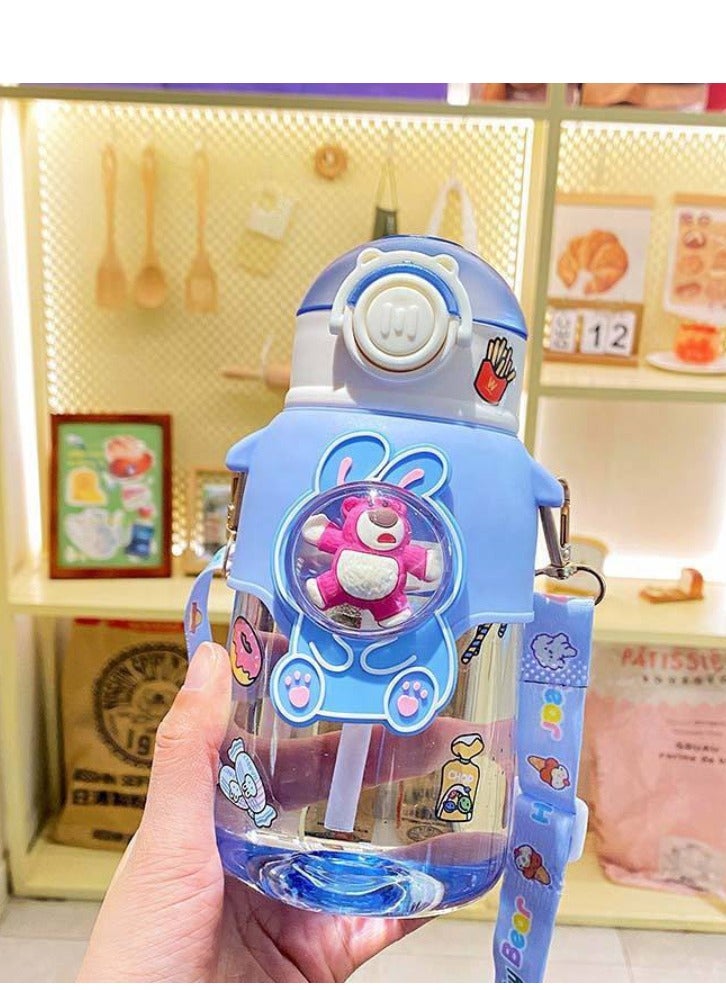 زجاجة مياه للاطفال مع ماصة وحزام فوهة - Image 1