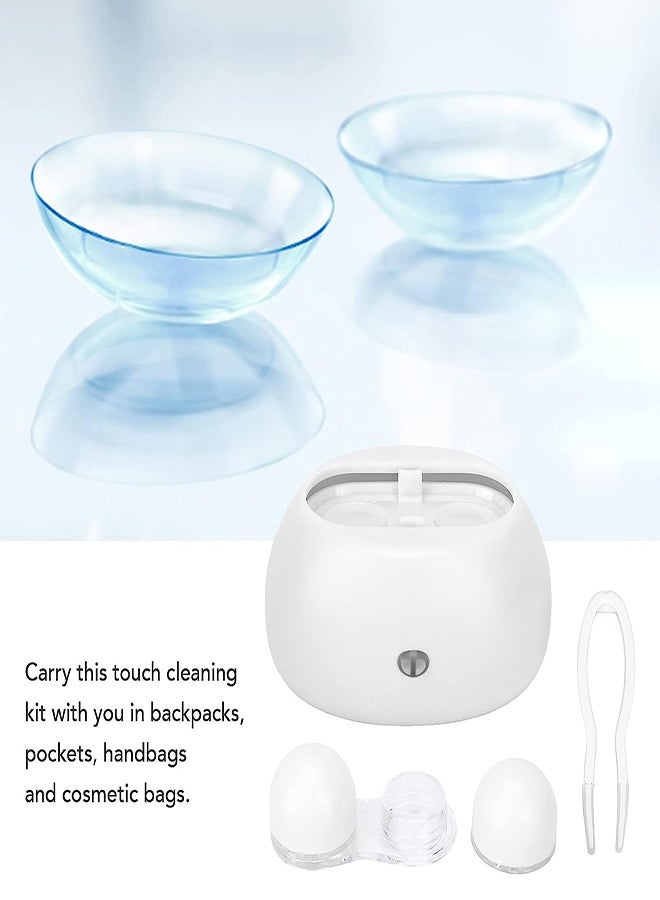 Excefore Contact Lens Cleaner Exquisite Small Portable Travel Rapid Vibration Electric Automatic Contact Lens Cleaner Machine for Soft Contact Lenses for Travel Work Home Use (White)  - Image 3