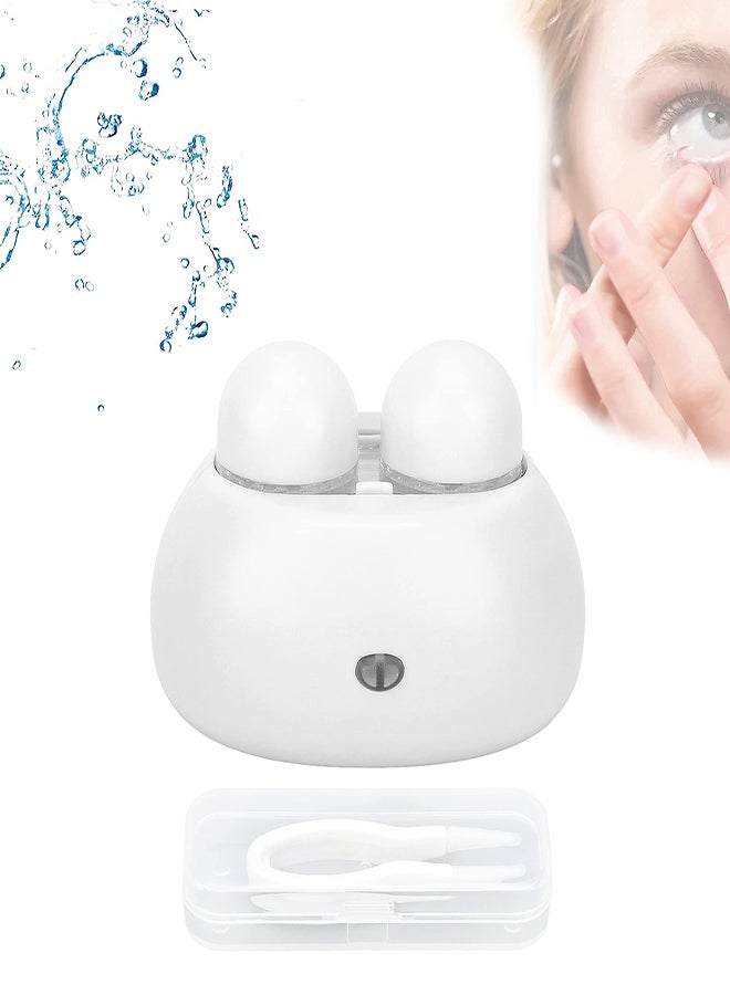 Excefore Contact Lens Cleaner Exquisite Small Portable Travel Rapid Vibration Electric Automatic Contact Lens Cleaner Machine for Soft Contact Lenses for Travel Work Home Use (White)  - Image 2