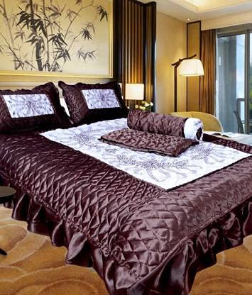S J Jaipur Rajai Galaxy S j Jaipur Art Craft Satin Gold Printed Abstract Double Bed Bedding Wedding Set Light Weight Full Size 1 Double Bed Bed Sheet 2 Pillow Cover 1 Double Bed AC Comforter 4 Pieces Brown 