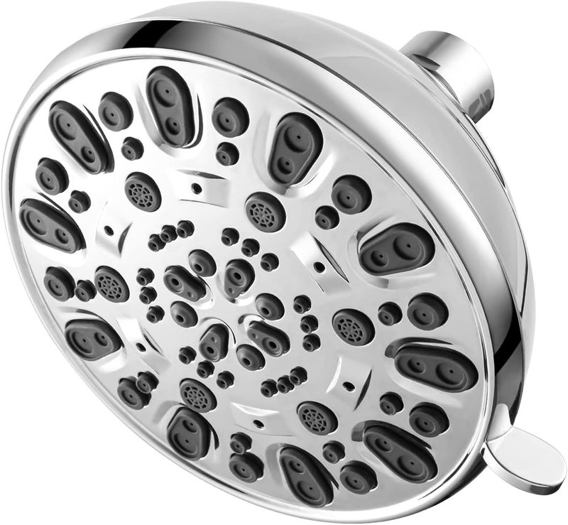VMASSTONE High Pressure Shower Head 4.7" Rain Fixed Showerhead 7-Spray Setting with Adjustable Brass Swivel Ball Joint - Excellent Replacement for Your Bath Shower Head (FM-001 Chrome) - Image 1