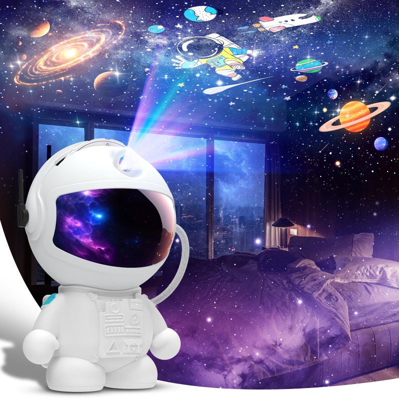 FSSQBFLC Astronaut Planetarium Projector for Bedroom, 12 Image Discs, Galaxy Projector Star Night Light, Ceiling Mood Lighting, LED Space Galaxy Lamp, Kids Adults Room Decor - Image 1