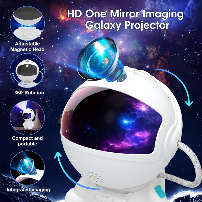 FSSQBFLC Astronaut Planetarium Projector for Bedroom, 12 Image Discs, Galaxy Projector Star Night Light, Ceiling Mood Lighting, LED Space Galaxy Lamp, Kids Adults Room Decor - Image 3