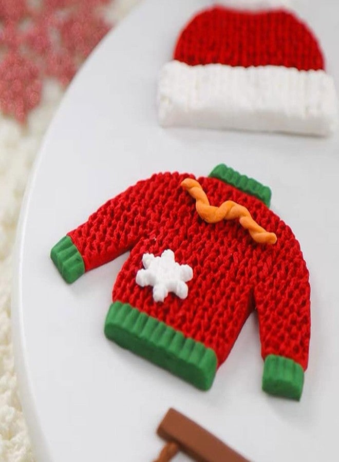 Caregene Christmas Knitted Sweater Fondant Molds Knitting Silicone Fondant Molds Chocolate Baking Molds for Christmas Party Cake Decoration Cupcake Toppers Gum Paste Polymer Clay Resin - Image 4