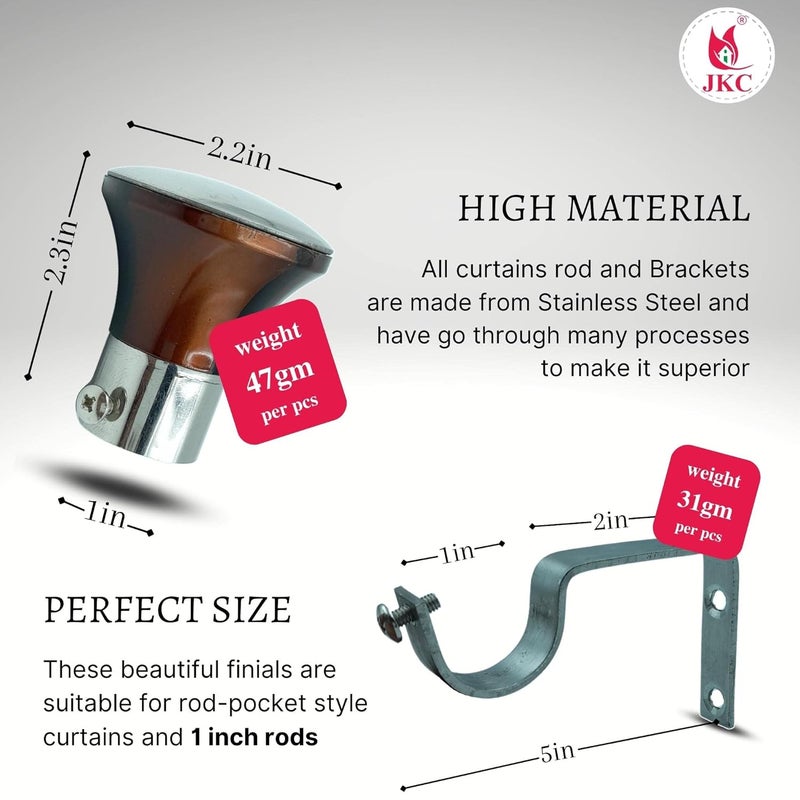 JKC Curtain Holder Brackets Set of SS Damru Brackets for Rods Knobs and Holders Compatible with a Wide Range of Curtain Styles EBook Included Brackets 12 Pcs Supports 12 Pcs - Image 2