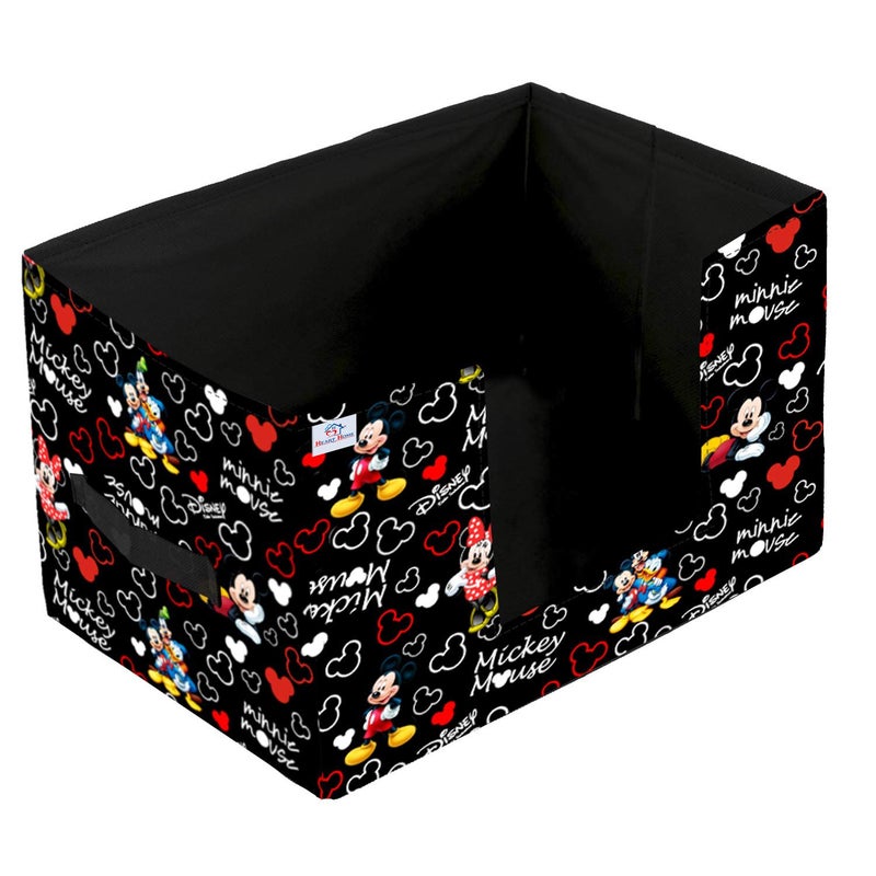 Kuber Industries Heart Home Disney Mickey Mouse Printed Multiuses NonWoven Closet Organizer Storage Bin Shelf Storage Oragnizer With Handle BlackHS43HEARTH26375 - Image 4
