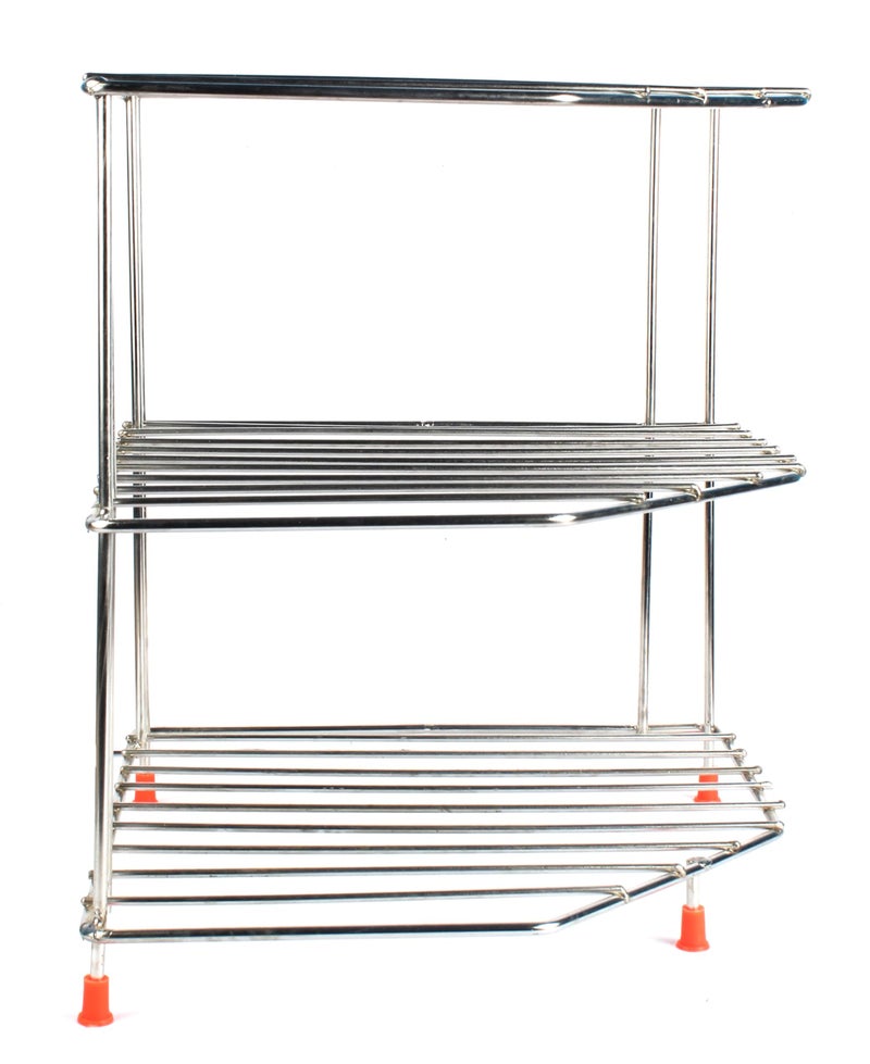 Zepdos Steel 3-Tier Countertop Storage Rack For Corners, Shelf and Organizer, Spice Container, Utensils, Dish Rack for Kitchen, Jar Holder, Cup and Glass Corner Stand - Image 3