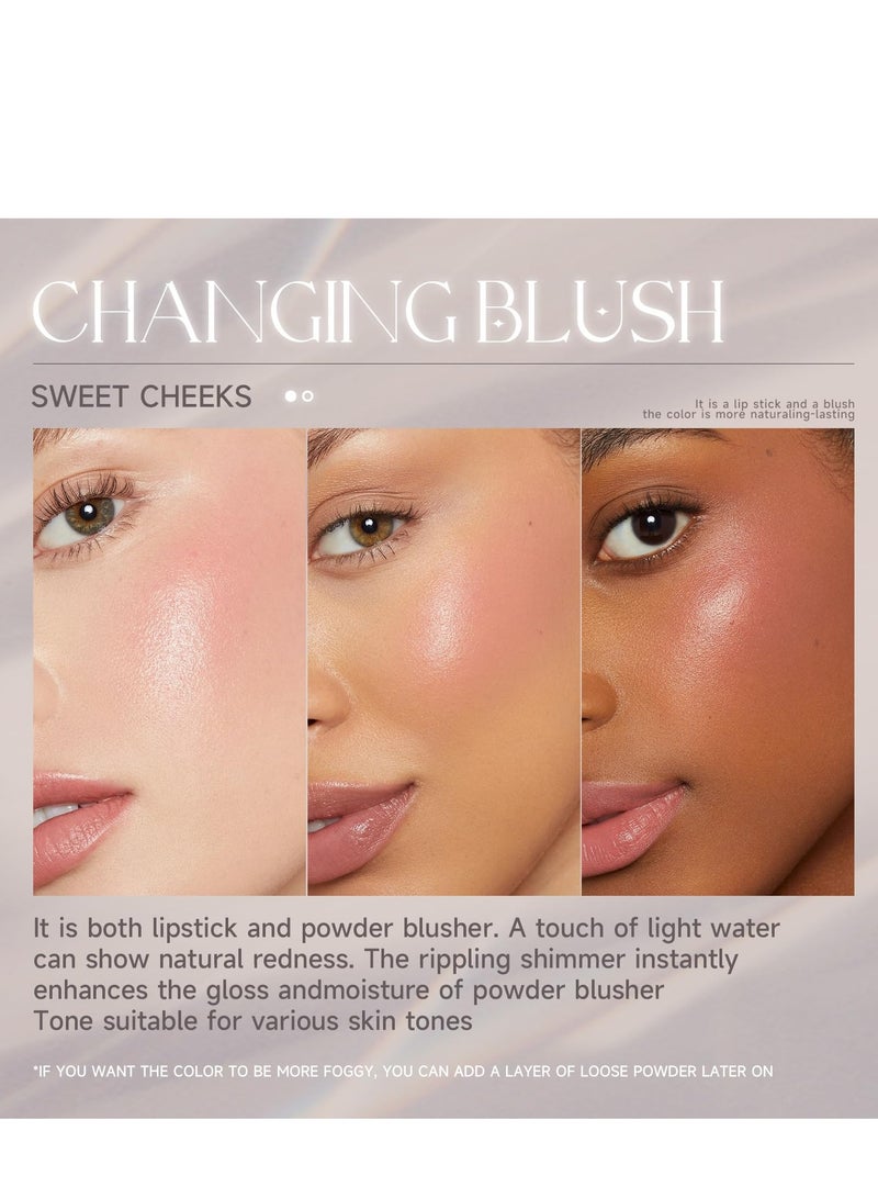 سيوسي قطعتان من أحمر الخدود الكريمي المتغير اللون لشفاه الخدود، أحمر الخدود الشفاف ذو درجة الحموضة الوردية المتغيرة لدرجة الحرارة، مقاوم للماء متعدد الاستخدام للشفاه ولون الوجه، طبيعي ويدوم طويلاً - Image 5