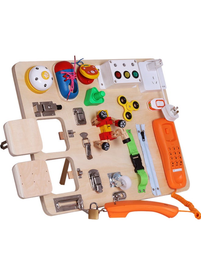 Wooden Montessori Children's Educational Montessori Busy Board Unlocking Teaching Aids 21-in-1 Science And Education Toys-Color:Busy Board 4.1  - Image 1
