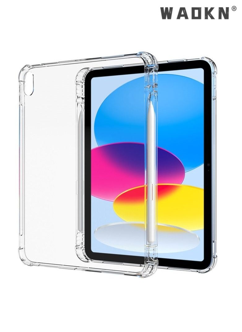 WAOKN Clear Case for iPad 10th Generation 2022 with Pencil Holder Shockproof, Transparent Back Cover  for iPad 10.9 Inch  - Image 1