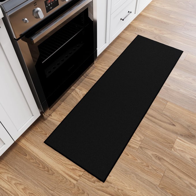 HALLWAY RUNNER RUG 20 X 59 NON SLIP SOLID AREA RUGS EASY TO CLEAN LAUNDRY RUG RUNNER DURABLE PET FRIENDLY FLOOR CARPET RUNNERS FOR HALLWAYS ENTRYWAY LIVING ROOM KITCHEN BLACK