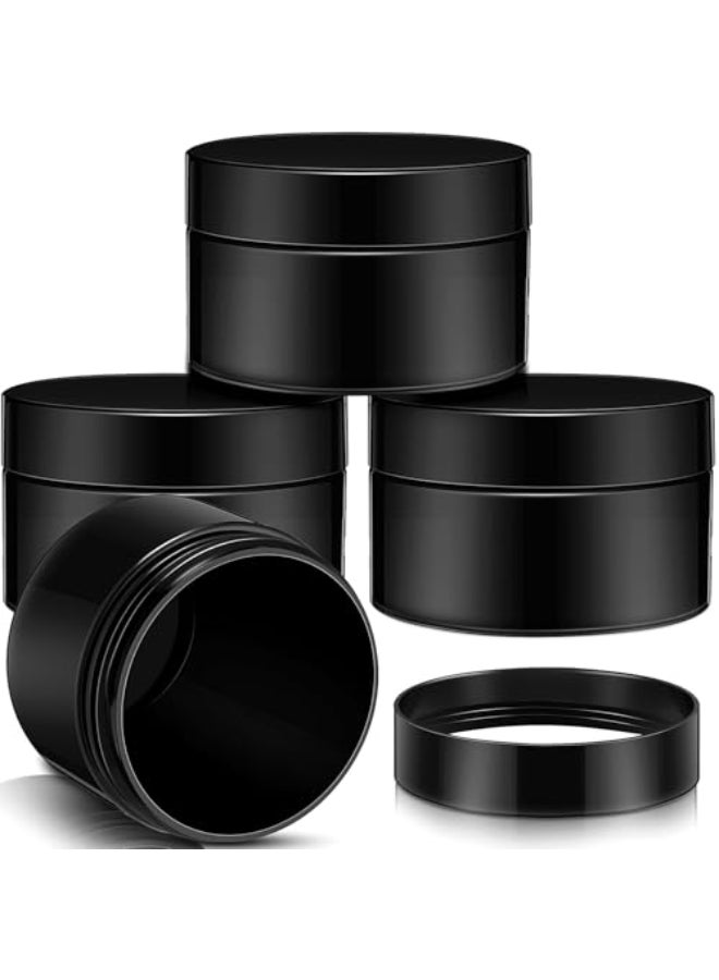 Patelai 4 Pieces Round Widemouth Leak Proof Plastic Container Jars with Lids for Travel Storage Makeup Beauty Products Face Creams Oils Salves Ointments DIY Making1 OuncePure Black - Image 1
