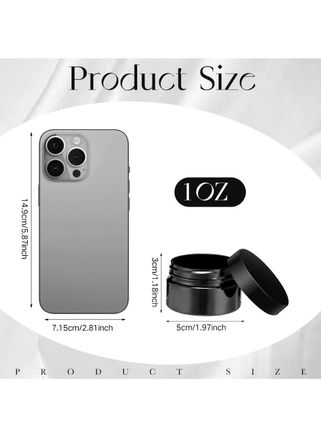 Patelai 4 Pieces Round Widemouth Leak Proof Plastic Container Jars with Lids for Travel Storage Makeup Beauty Products Face Creams Oils Salves Ointments DIY Making1 OuncePure Black - Image 4
