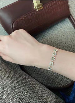 ماركة غير محددة الصيف السيدات سوار قابل للتعديل ، متعددة الوظائف ، صغيرة الحجم ، بسيطة ، تصميم الفاخرة ، زهر البرقوق بتلات مطعمة سوار الزركون  - Image 2